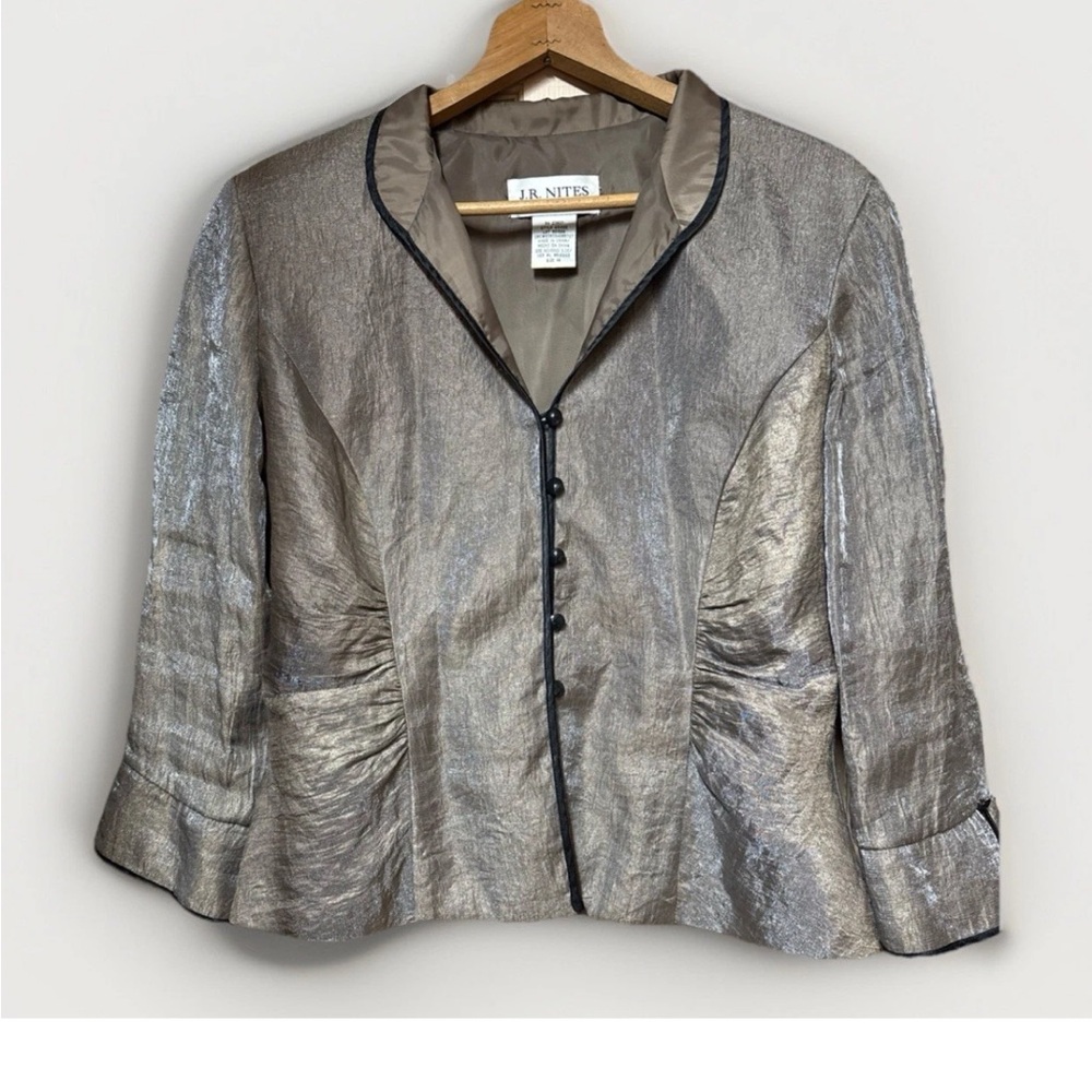 VTG JR Nites Women’s Med Metallic Bronze Cropped Mandarin Jacket Quiet Luxury